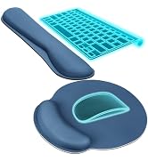 KTRIO Keyboard Wrist Rest & Mouse Pad with Wrist Rest, Navy Blue | Memory Foam Wrist Support, Erg...