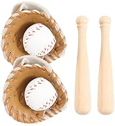 Toyvian 2 Sets of Miniature Baseball Bat Glove and Ball Baseball Cake Decorations for Doll House ...