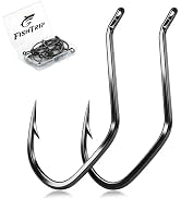 FishTrip Catfish Hooks Big River Hooks, 25/50pcs Live Cut Bait Fishing Hook for Catfishing Flathe...