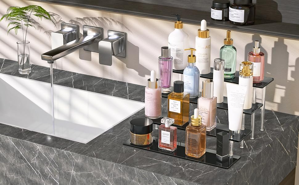acrylic display risers 4 tier perfume organizer stand