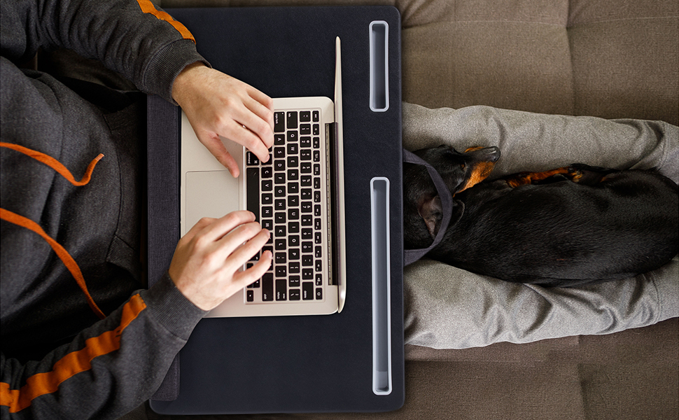 Use the lap desk on the sofa