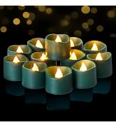 Raycare Green Battery Operated Tea Lights, 200+Hour Electric Flickering Flameless Candles, Realis...