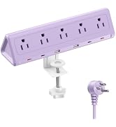 6.5 FT Desk Clamp Power Strip with 5 AC Outlets & 6 USB Ports PD 40W USB-C Fast Charging, Extensi...