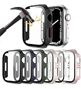 6 Pack Hard PC Case with Tempered Glass Screen Protector for Apple Watch 40mm SE(2nd Gen) Series ...