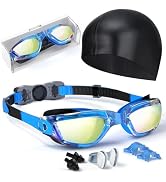 Hurdilen Kids Swim Goggles, Swimming Goggles for Kids Toddlers 3-14 with Swim Cap, Nose Clip, Nos...