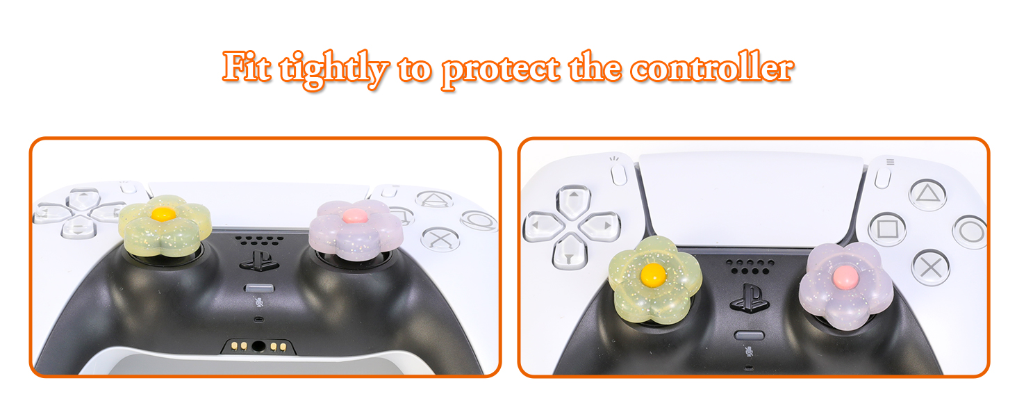 Cute PS5 PS4 Xbox One Switch Pro Controller Steam Deck Thumb Grips Caps Glitter Flower