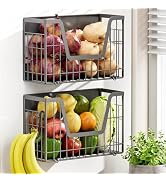 YIWANFW Grey Magnetic Shelf for Fridge, 2 Set Potato and Onion Storage Bins, Magnetic Fruit Baske...