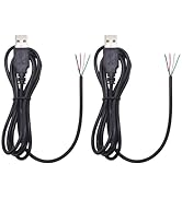 ELNONE 2Pcs USB 2.0 Pigtail 4 Wire - 1.2M/4FT USB A Male 4 Pin Bare Wire 5V/2A Power and Data Cab...