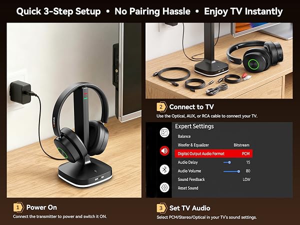 wireless tv headphones, headphones for tv watching, tv headset for seniors elderly