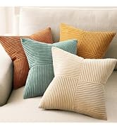 Topfinel Decorative Orange Teal Throw Pillow Covers Set of 4,Boho Pillow Covers Soft and Cozy Vel...