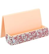 PATIKIL Business Card Holder for Desk, Rhinestone Business Card Holders Crystal Card Stand Organi...