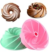 HUAKENER Large Fluted Cake Pan (2 Pack) - Nonstick Fluted Tube Pan, Heritage Bundtlette Cake Sili...