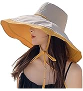 Super Wide Brim Women Sun Hat Cotton Floppy Packable Reversible Wired Edge Hats UV Protection Sum...