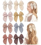 Doboi 8PCS Baby Girls Hair Clips Fable Hair Bows Cotton Linen Bows for Girls Hair Accessories for...