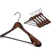 TOPIA HANGER Set of 6 Beautiful Coat Suit Jacket Wood Wooden Hangers, Premium Retro Finish with E...