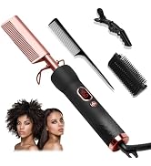 Hot Comb,Pressing Combs for Black Hair with 12 Temp Settings Heating Up to 450°F,Electric Hot Com...