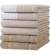 Homaxy Premium Kitchen Towels 18"x28", 6 Pack Large Cotton 380 GSM Dish Towels, Highly Absorben F...