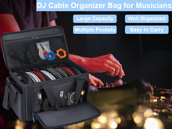 DJ Cable File Bag Gig Cords Organizer Storage Musician Music Equipment Accessories Travel Large