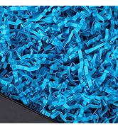 PLINJOY 4 OZ Blue Crinkle Cut Paper Shred Filler for Gift Basket Shredded Confetti Paper Box Stuf...