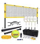 GSE Portable Badminton Volleyball Combo Set for Backyard Lawn/Beach with Volleyball/Badminton Net...