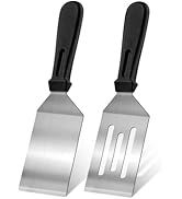 Metal Spatulas 2 Pieces, Stainless Steel Spatula with Heat Resistant Handle, 9.8 Inch Stainless S...