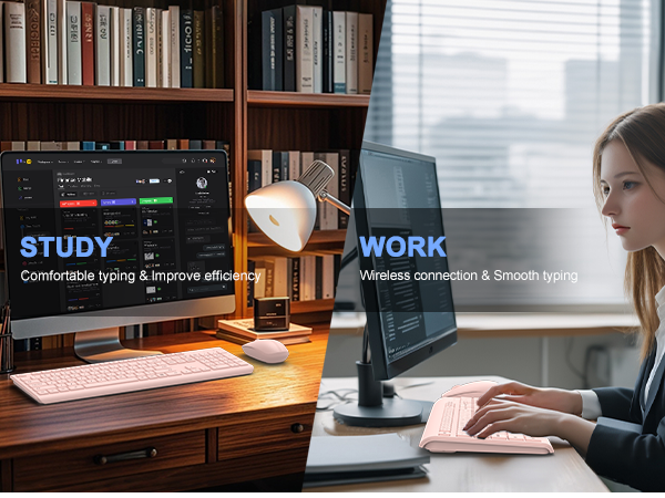 Wireless Keyboard and Mouse Combo, Full Size Silent Ergonomic Keyboard Mouse