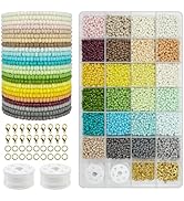 ClaBead 3mm Glass Seed Beads Kit for Jewelry Making, 10000pcs 24 Colors Glass Beads for Bracelets...
