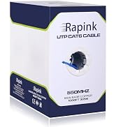 Rapink Cat6 Ethernet Cable 1000ft, Cat6 ethernet Cable 23AWG Solid Bare Copper 10G Support, UTP c...