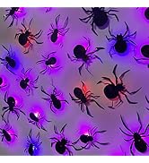 DR.DUDU 36 Pack Halloween Spider Wall Decor, 3D Window Stickers with Multi-Color LEDs, Removable ...