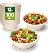 TaidMiao 12 oz paper bowl, microwave friendly and durable, biodegradable sugarcane fiber bowl for...
