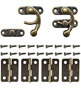 40Pcs Antique Bronze Box Hinges and 20 Sets Antique Right Latch Hook Hasp Wood Jewelry Box Hasp C...
