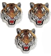 3Pcs Tiger Face Sew on or Iron on Embroidery Patches for Jeans, Shirts, Hoodies, Blouses, Bags, C...