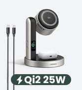 UGREEN Magflow Pro 25W Qi2.2-Certified 2-in-1 Wireless Charging Station | Smart Display with TEC ...
