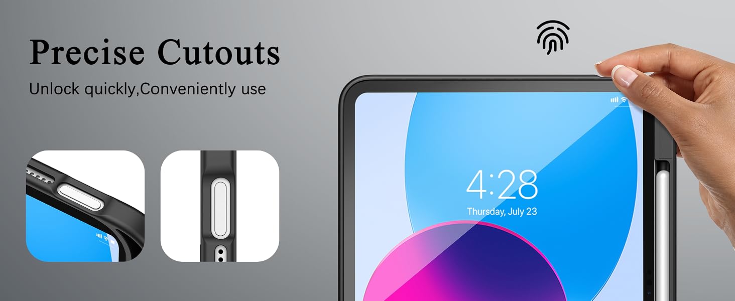 case for ipad a16 precise cutouts easy use support touch ID