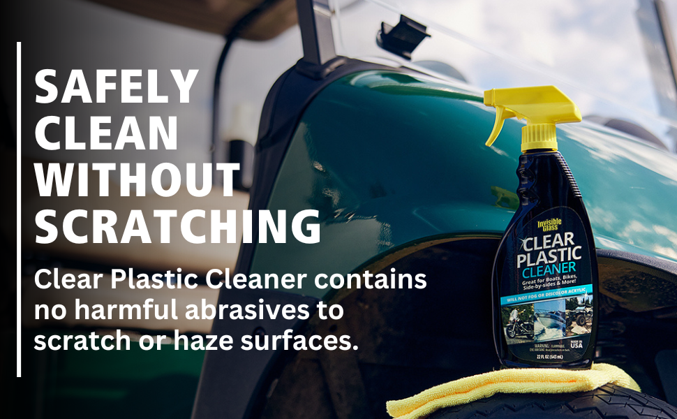 Invisible Glass Clear Plastic Cleaner safely cleans without scratching surfaces