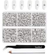 Beadsland 4300pcs Flatback Rhinestones,Clear Rhinestones Nail Gems Round Crystal Rhinestones for ...