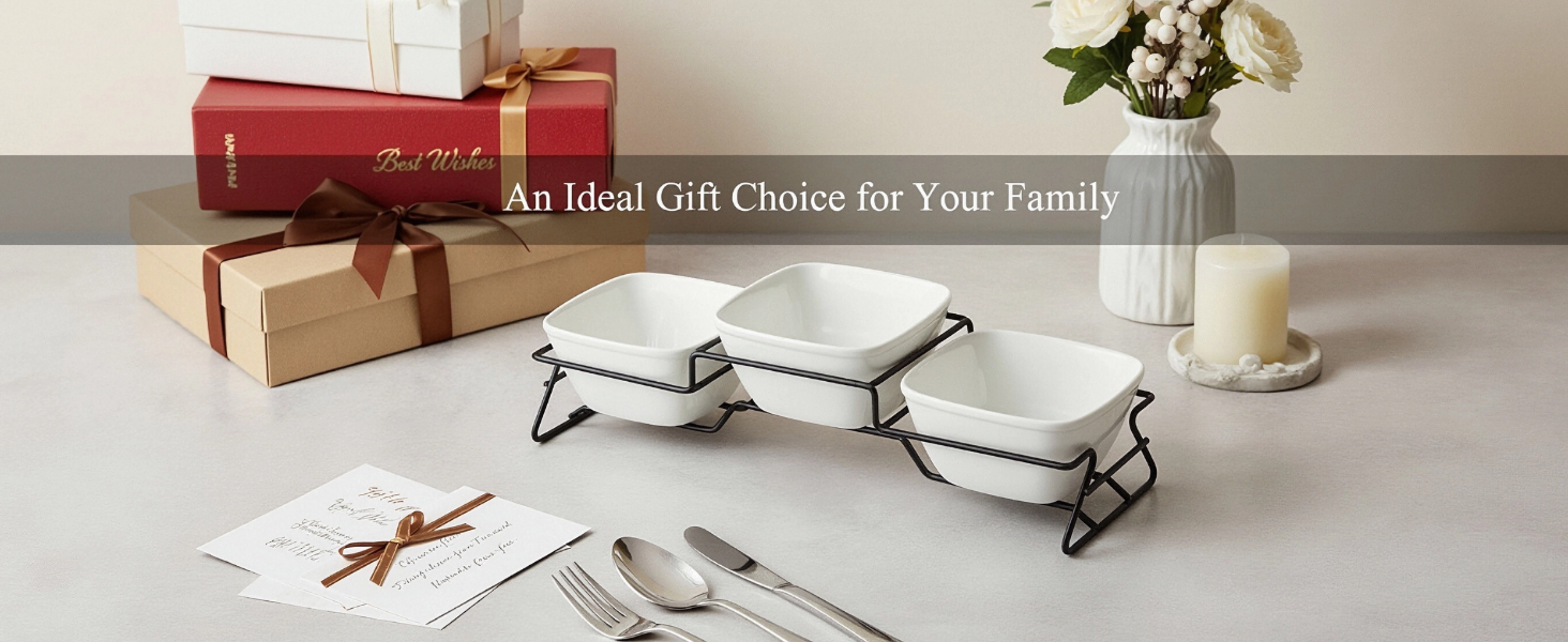 Square Bowl Chip & Dip Serving Set