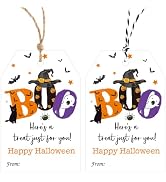 Alynta Halloween Tags with String 50Pcs Happy Halloween Paper Gift Tags | Boo Tag Pumpkin Bat Gho...