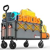 Yozoia 360LBS Heavy-Duty Wagons Carts Foldable 120L Collapsible Wagon Cart with Wheels and Tailga...