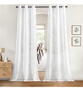 MIULEE Solid Color Sheer Curtains 84 Inches Long 2 Panels Set - Elegant Lightweight Grommet Light...