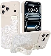 Jefonha Case for iPhone 17 Pro Max Silicone Phone Case with Strap for Women Girls Simple Ocean Wa...