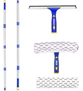 ITTAR Window Squeegee with 2 Sets Separate Pole, 12" Rubber Squeegee and 11" Microfiber Pads, 60"...