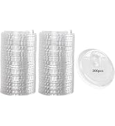 Krijuess 300 pcs Plastic Clear Strawless Snap Disposable PET Lids Fits for 12, 16, 20, 24 oz Cups...