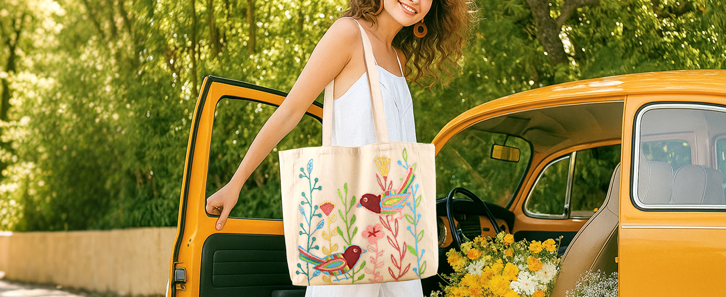 Miss Adola Embroidery Canvas Tote Bag for Women