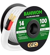 BAHIWOM 14 Gauge 100FT Speaker Wire OFC CL2 Rated Speaker Cable Polarity Mark 2 Conductors for In...