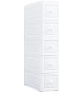 Conworld Super Light Weight Slim Plastic Bathroom Storage, Self-Assembling Organizer 5 Tier Cart ...