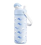 Kids Water Bottle for School: 2-in-1 Straw Spout Lid with Soft Animal Head, Leakproof