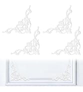 INCREWAY 4PCS White PVC Corner Wall Molding 20cm Hollow-Out Design French Style Medallion, Wainsc...