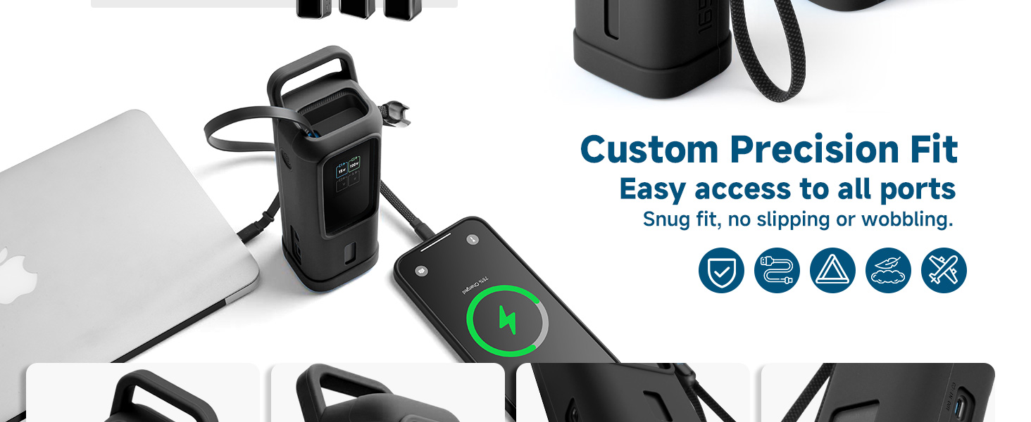 features of black silicone case for anker laptop power bank 25,000mah
