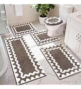 Findosom Bathroom Rugs Sets 5 Piece, Absorbent Soft Non-Slip Washable Microfiber Shaggy Bath Mat ...